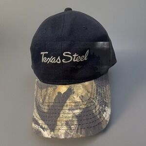 Texas Steel Black Brush‎ Cotton Camo Brim Trucker Hat Baseball Cap Adjustable